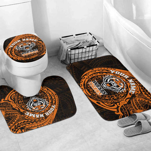 Personalized Wests Tigers Bathroom Set Polynesian Tribal Chest and Sleeve Tattoo