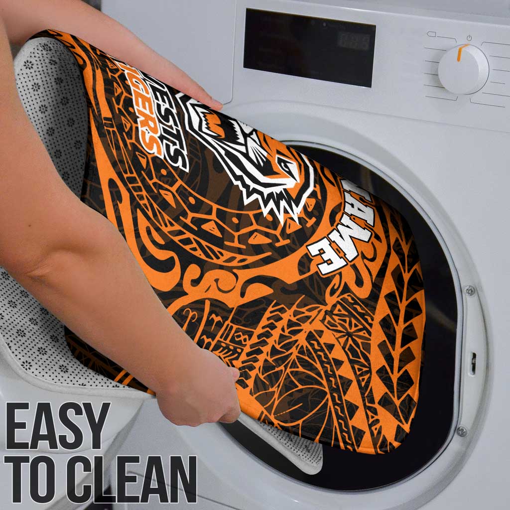 Personalized Wests Tigers Bathroom Set Polynesian Tribal Chest and Sleeve Tattoo