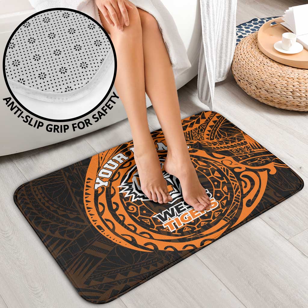 Personalized Wests Tigers Bathroom Set Polynesian Tribal Chest and Sleeve Tattoo