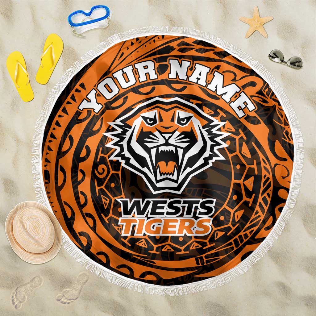 Personalized Wests Tigers Beach Blanket Polynesian Tribal Chest and Sleeve Tattoo