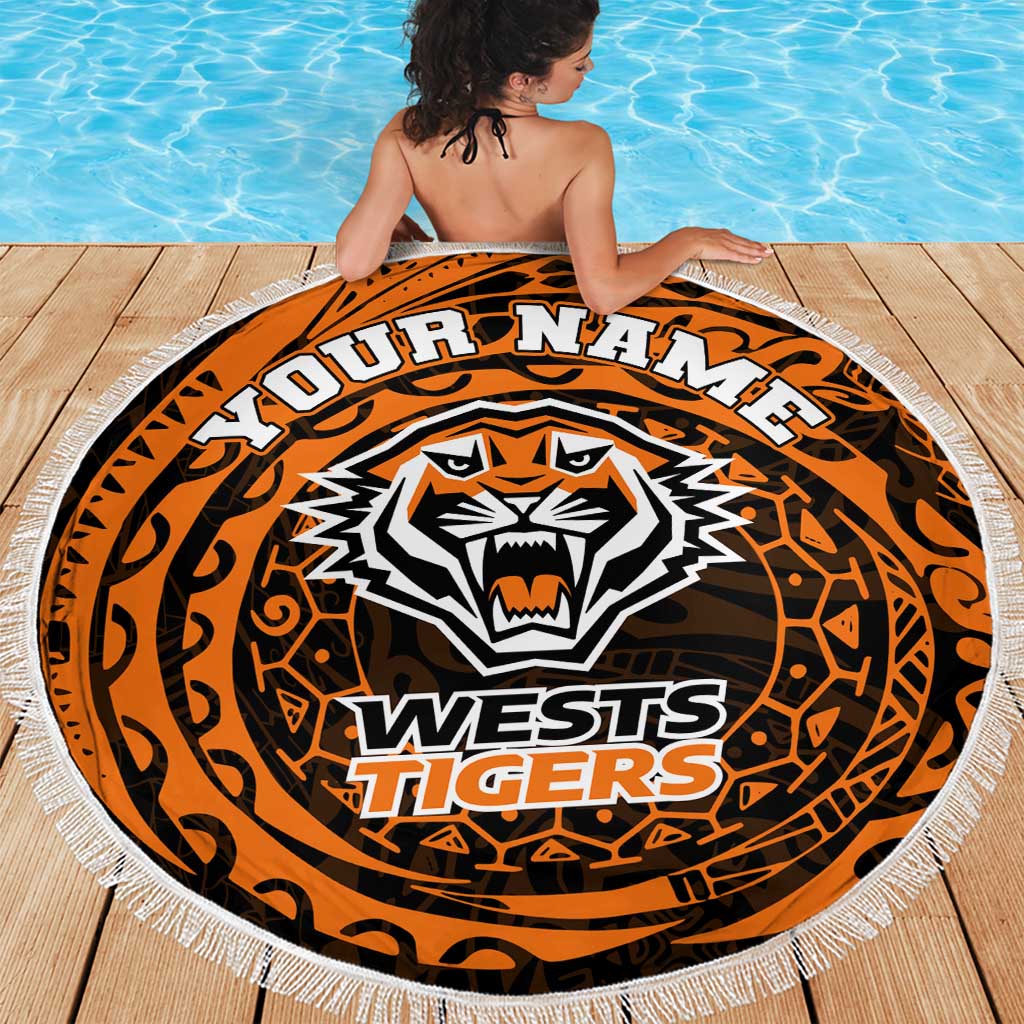Personalized Wests Tigers Beach Blanket Polynesian Tribal Chest and Sleeve Tattoo