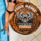 Personalized Wests Tigers Beach Blanket Polynesian Tribal Chest and Sleeve Tattoo