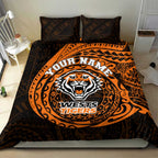 Personalized Wests Tigers Bedding Set Polynesian Tribal Chest and Sleeve Tattoo