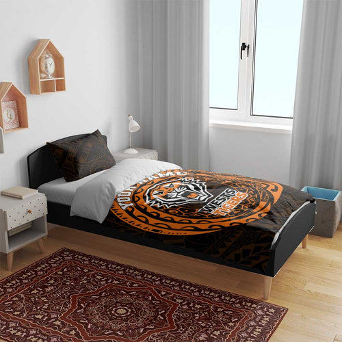 Personalized Wests Tigers Bedding Set Polynesian Tribal Chest and Sleeve Tattoo