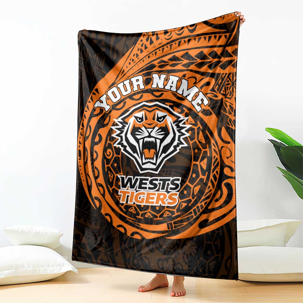 Personalized Wests Tigers Blanket Polynesian Tribal Chest and Sleeve Tattoo