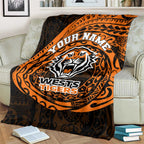 Personalized Wests Tigers Blanket Polynesian Tribal Chest and Sleeve Tattoo