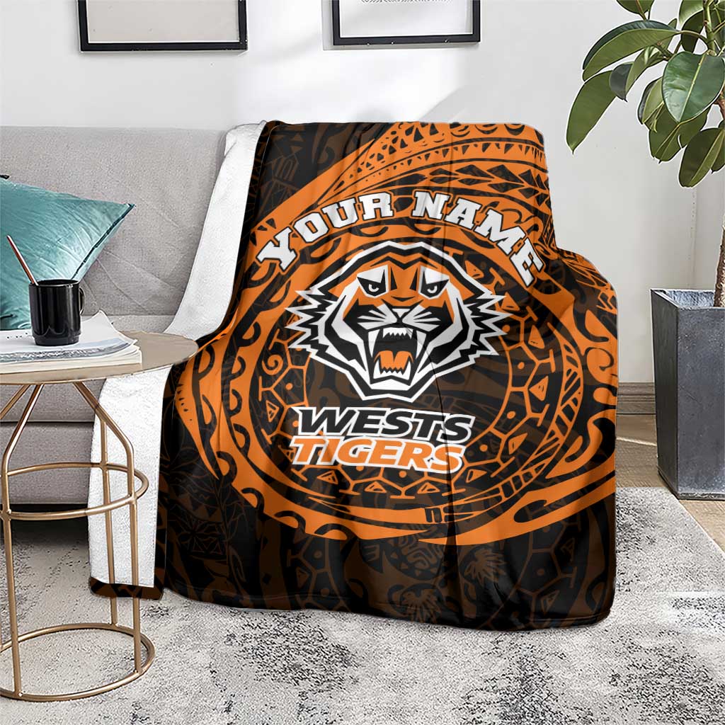 Personalized Wests Tigers Blanket Polynesian Tribal Chest and Sleeve Tattoo
