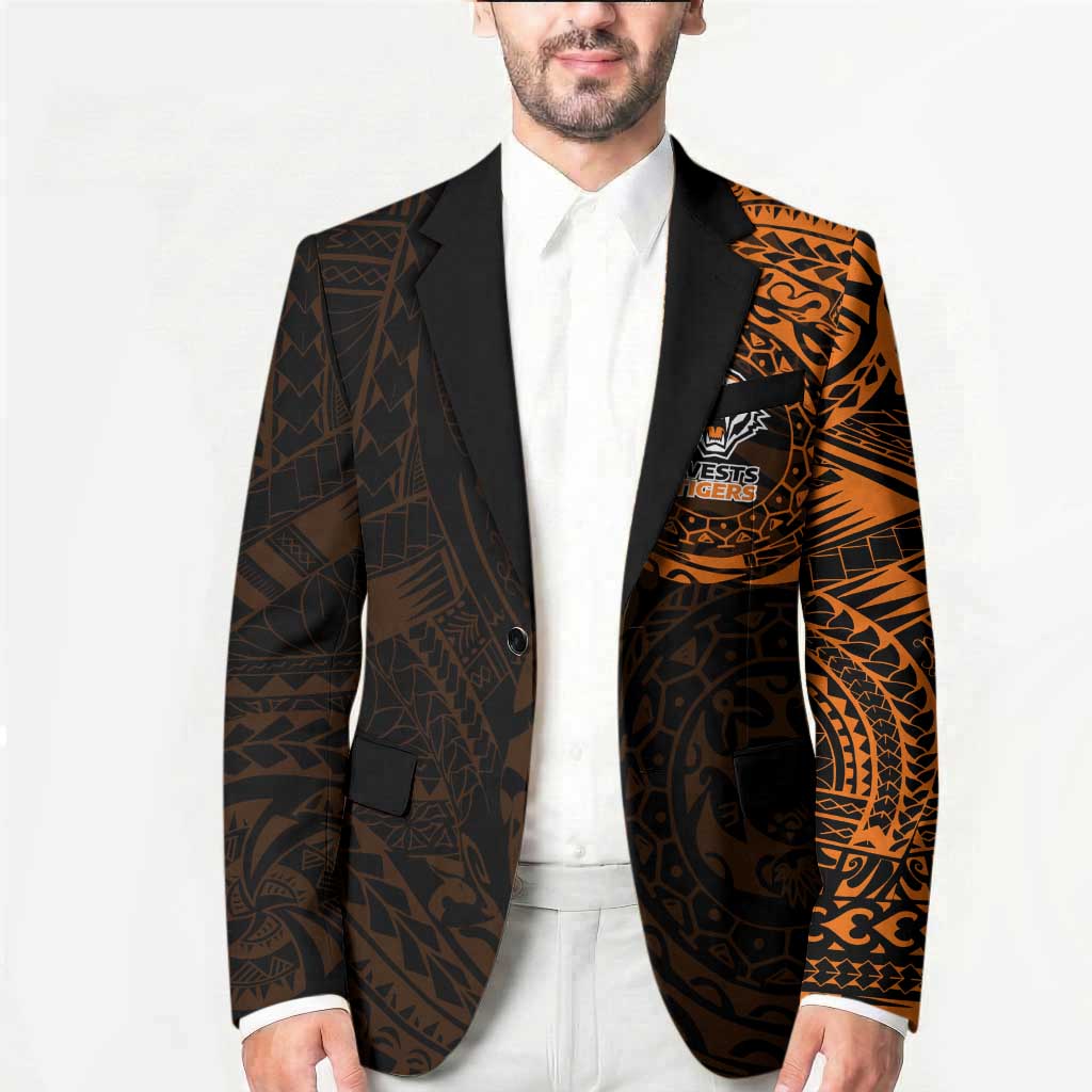 Personalized Wests Tigers Blazer Polynesian Tribal Chest and Sleeve Tattoo