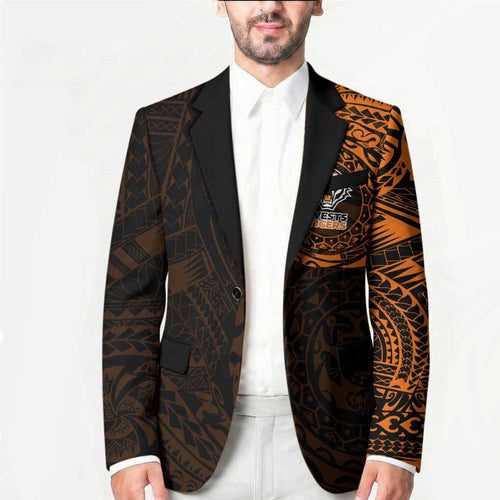 Personalized Wests Tigers Blazer Polynesian Tribal Chest and Sleeve Tattoo