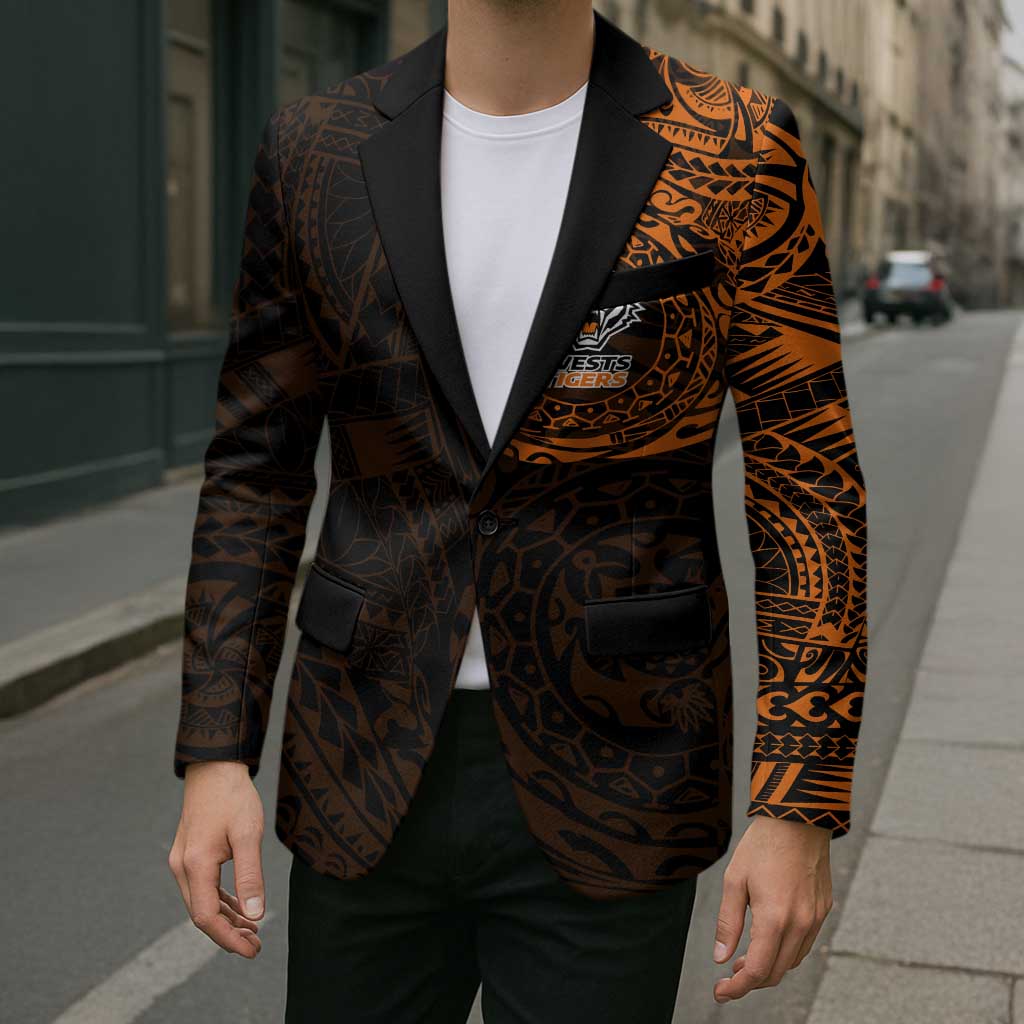 Personalized Wests Tigers Blazer Polynesian Tribal Chest and Sleeve Tattoo