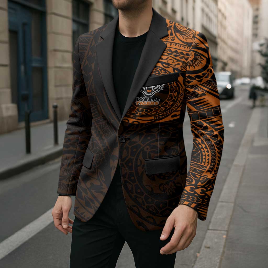 Personalized Wests Tigers Blazer Polynesian Tribal Chest and Sleeve Tattoo