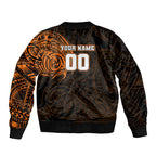 Personalized Wests Tigers Bomber Jacket Polynesian Tribal Chest and Sleeve Tattoo
