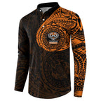 Personalized Wests Tigers Button Sweatshirt Polynesian Tribal Chest and Sleeve Tattoo