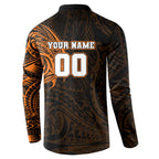 Personalized Wests Tigers Button Sweatshirt Polynesian Tribal Chest and Sleeve Tattoo