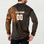 Personalized Wests Tigers Button Sweatshirt Polynesian Tribal Chest and Sleeve Tattoo