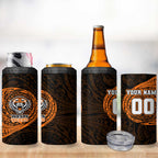 Personalized Wests Tigers 4 in 1 Can Cooler Tumbler Polynesian Tribal Chest and Sleeve Tattoo