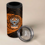 Personalized Wests Tigers 4 in 1 Can Cooler Tumbler Polynesian Tribal Chest and Sleeve Tattoo