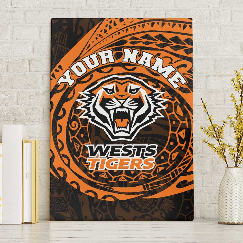 Personalized Wests Tigers Canvas Wall Art Polynesian Tribal Chest and Sleeve Tattoo