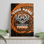 Personalized Wests Tigers Canvas Wall Art Polynesian Tribal Chest and Sleeve Tattoo