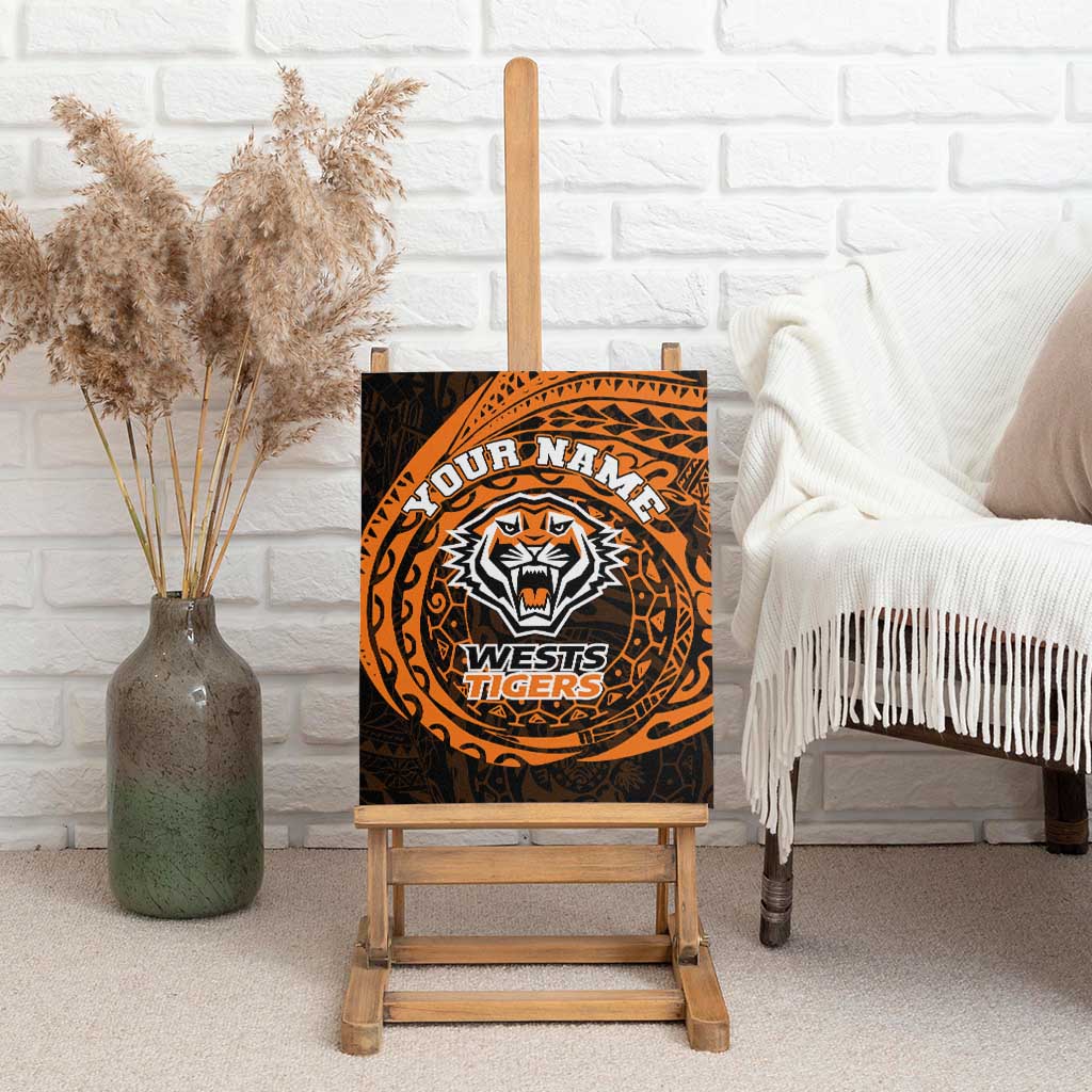 Personalized Wests Tigers Canvas Wall Art Polynesian Tribal Chest and Sleeve Tattoo