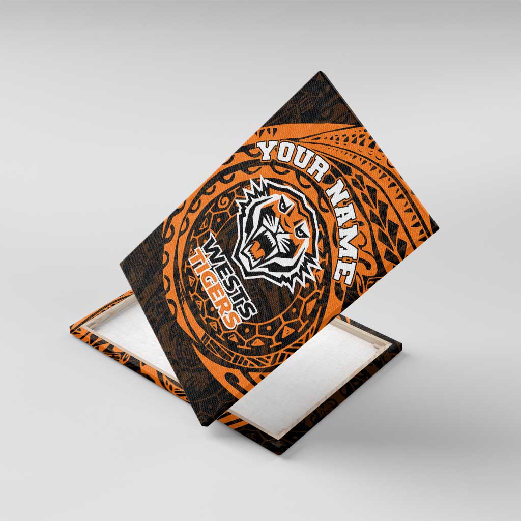 Personalized Wests Tigers Canvas Wall Art Polynesian Tribal Chest and Sleeve Tattoo