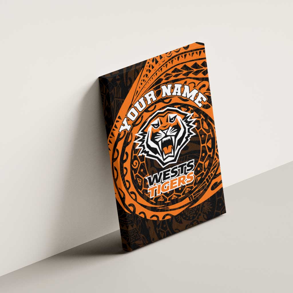 Personalized Wests Tigers Canvas Wall Art Polynesian Tribal Chest and Sleeve Tattoo