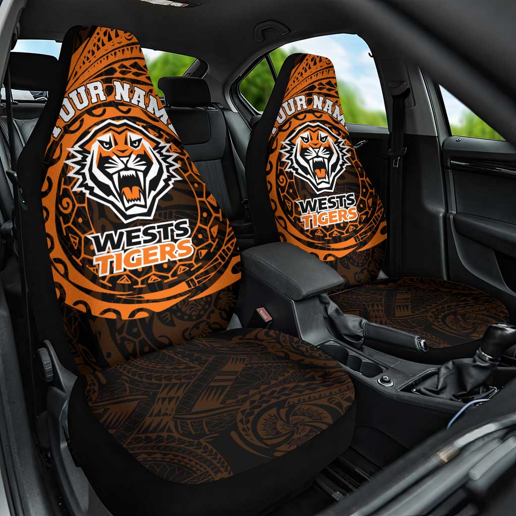 Personalized Wests Tigers Car Seat Cover Polynesian Tribal Chest and Sleeve Tattoo
