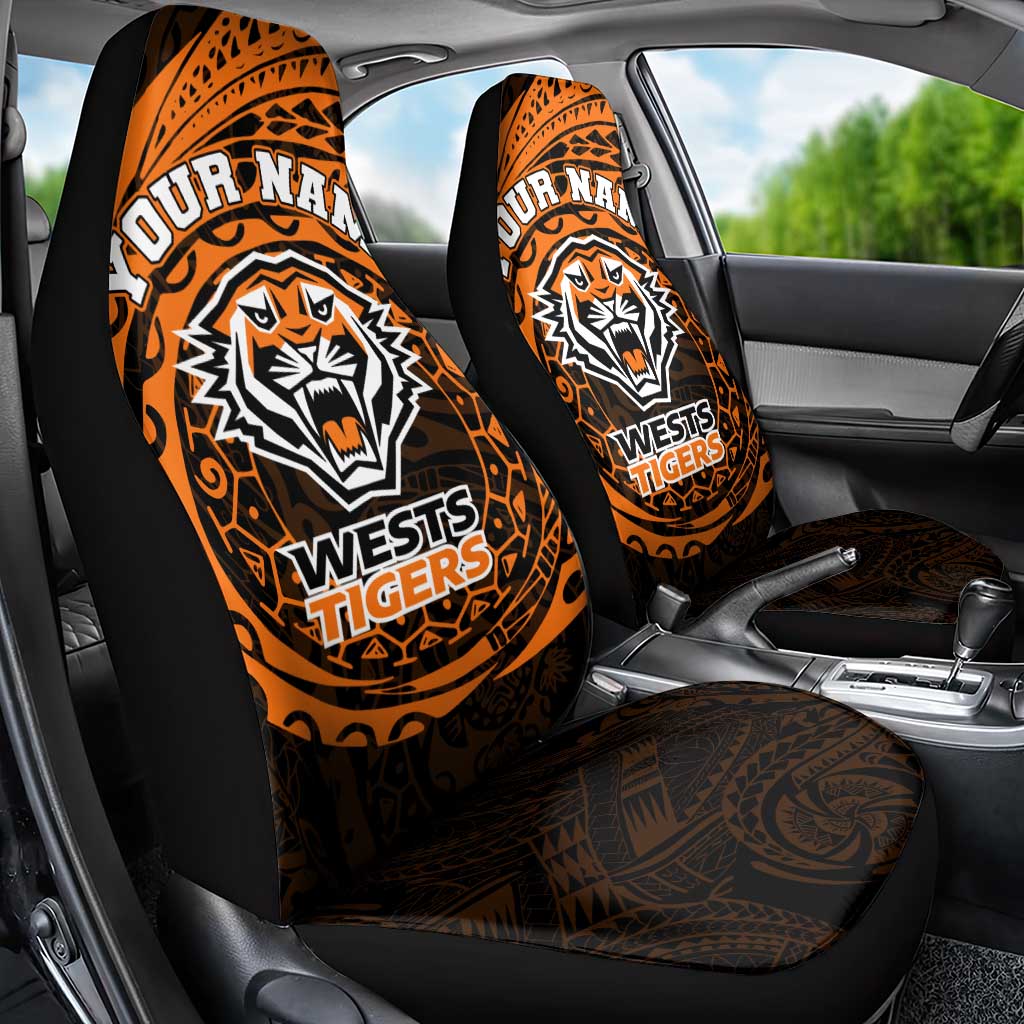 Personalized Wests Tigers Car Seat Cover Polynesian Tribal Chest and Sleeve Tattoo
