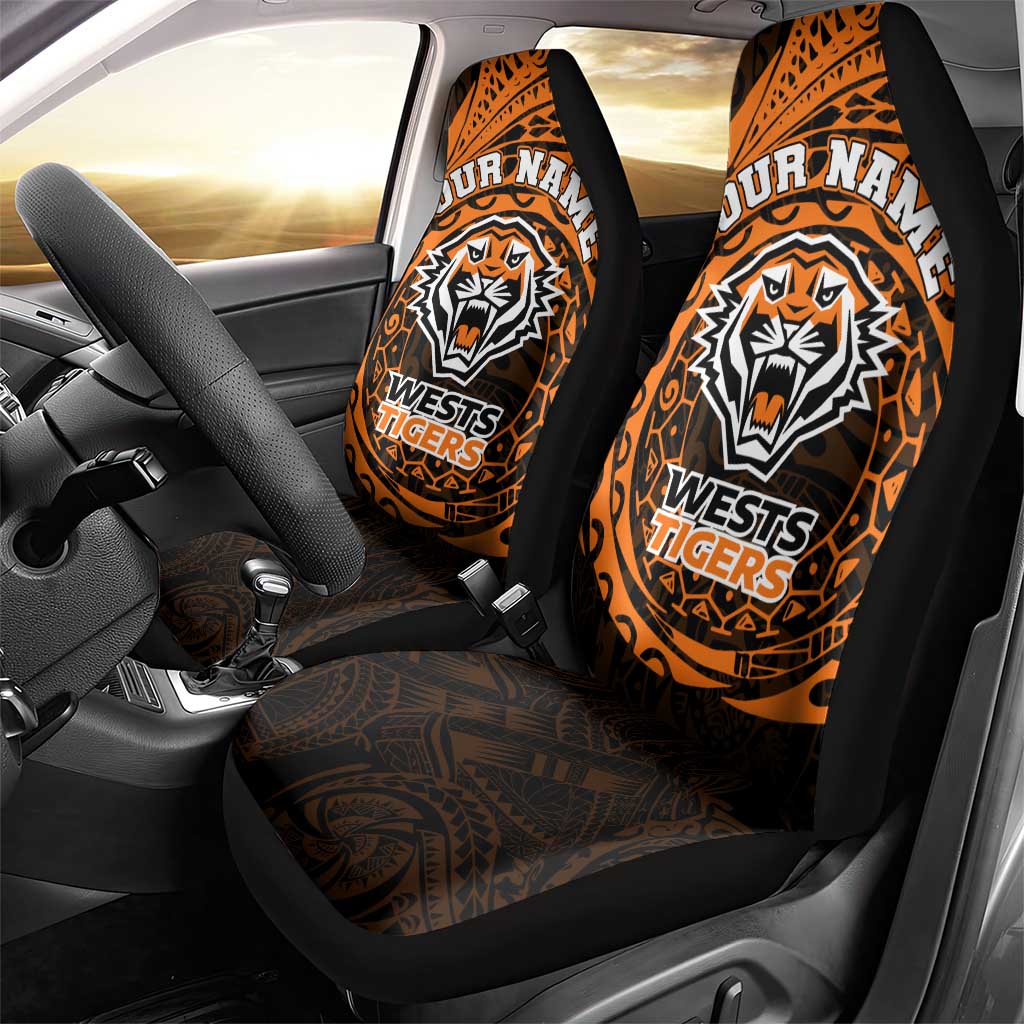 Personalized Wests Tigers Car Seat Cover Polynesian Tribal Chest and Sleeve Tattoo