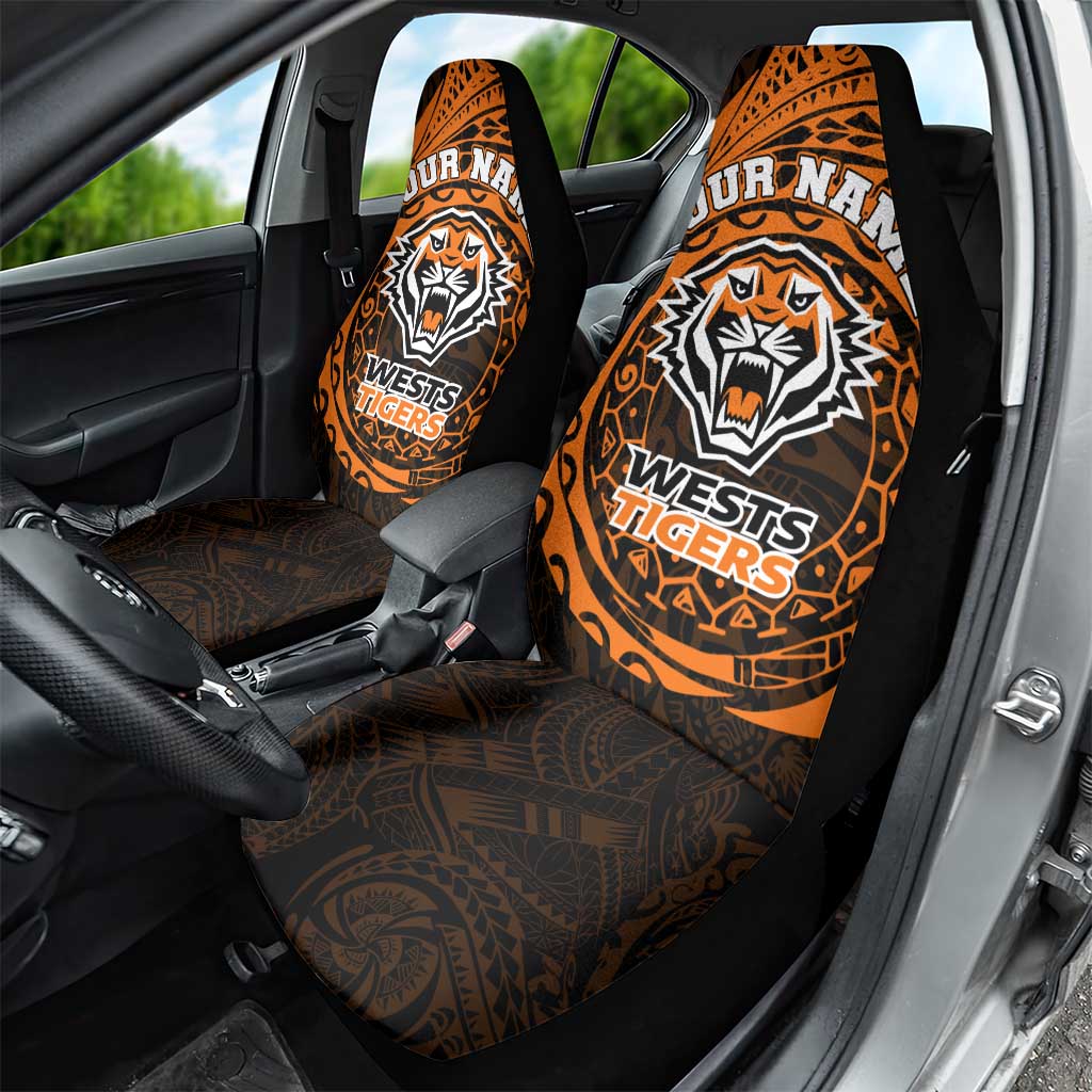 Personalized Wests Tigers Car Seat Cover Polynesian Tribal Chest and Sleeve Tattoo