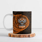 Personalized Wests Tigers Ceramic Mug Polynesian Tribal Chest and Sleeve Tattoo