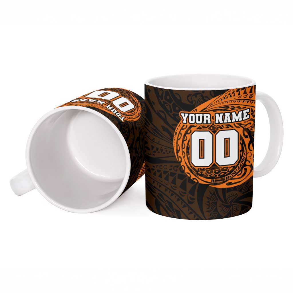 Personalized Wests Tigers Ceramic Mug Polynesian Tribal Chest and Sleeve Tattoo