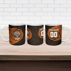 Personalized Wests Tigers Ceramic Mug Polynesian Tribal Chest and Sleeve Tattoo