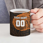 Personalized Wests Tigers Ceramic Mug Polynesian Tribal Chest and Sleeve Tattoo