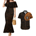 Personalized Wests Tigers Couples Matching Mermaid Dress and Hawaiian Shirt Polynesian Tribal Chest and Sleeve Tattoo