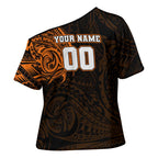 Personalized Wests Tigers Cross Shoulder Shirt Polynesian Tribal Chest and Sleeve Tattoo