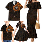 Personalized Wests Tigers Family Matching Mermaid Dress and Hawaiian Shirt Polynesian Tribal Chest and Sleeve Tattoo