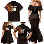 Personalized Wests Tigers Family Matching Mermaid Dress and Hawaiian Shirt Polynesian Tribal Chest and Sleeve Tattoo