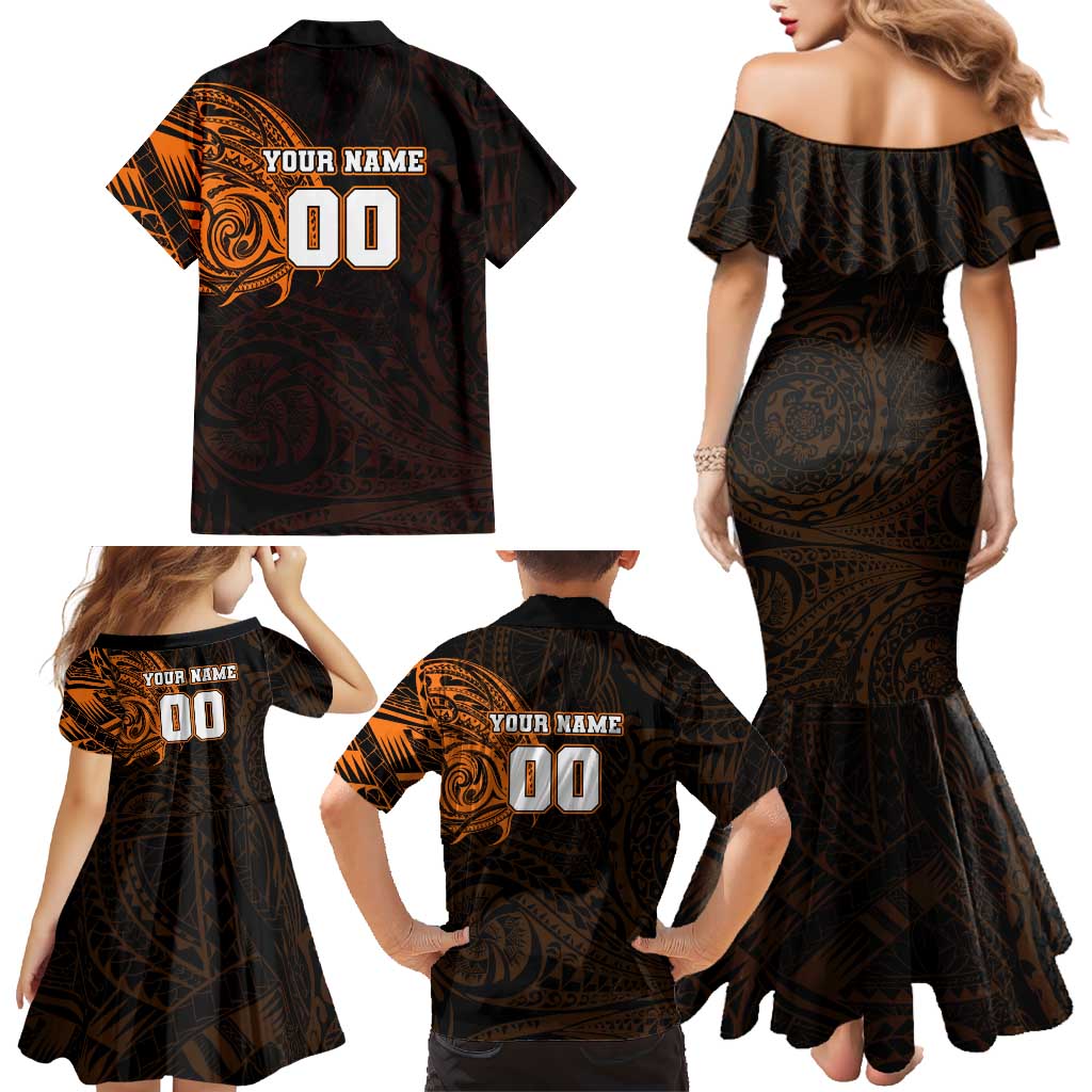 Personalized Wests Tigers Family Matching Mermaid Dress and Hawaiian Shirt Polynesian Tribal Chest and Sleeve Tattoo