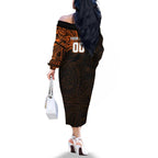 Personalized Wests Tigers Family Matching Off The Shoulder Long Sleeve Dress and Hawaiian Shirt Polynesian Tribal Chest and Sleeve Tattoo