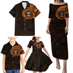 Personalized Wests Tigers Family Matching Puletasi and Hawaiian Shirt Polynesian Tribal Chest and Sleeve Tattoo