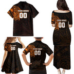 Personalized Wests Tigers Family Matching Puletasi and Hawaiian Shirt Polynesian Tribal Chest and Sleeve Tattoo