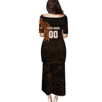 Personalized Wests Tigers Family Matching Puletasi and Hawaiian Shirt Polynesian Tribal Chest and Sleeve Tattoo