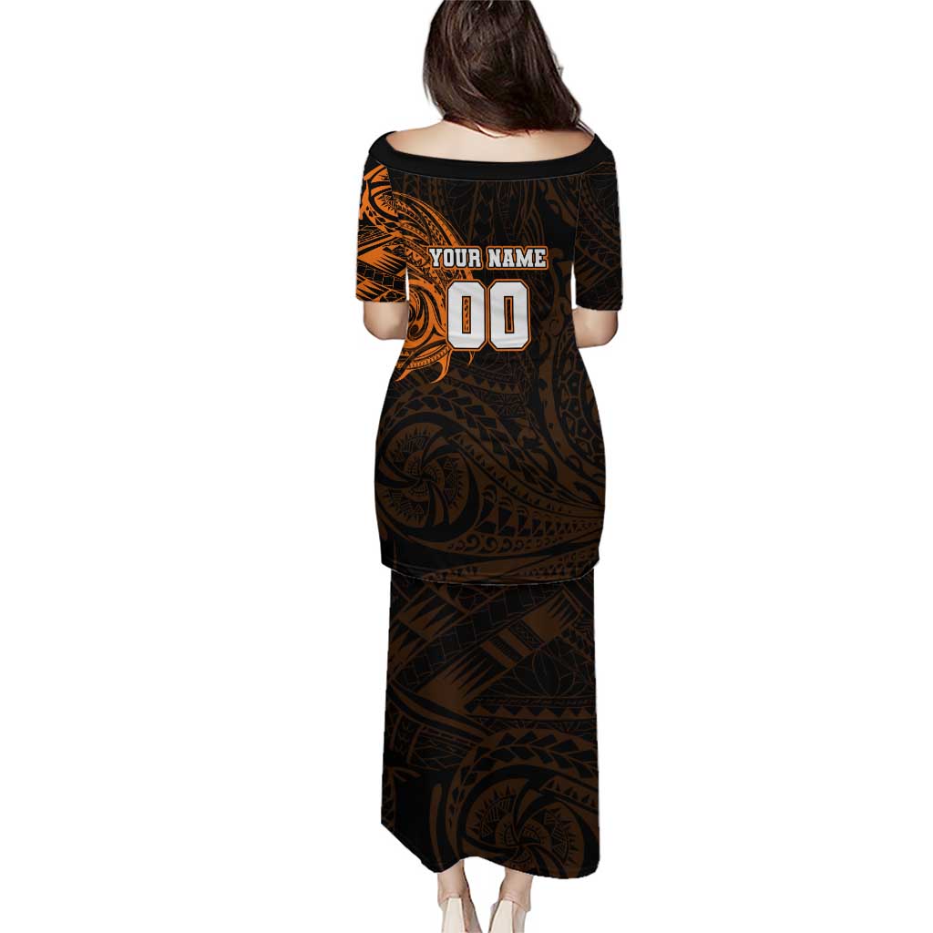 Personalized Wests Tigers Family Matching Puletasi and Hawaiian Shirt Polynesian Tribal Chest and Sleeve Tattoo