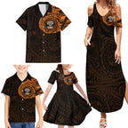 Personalized Wests Tigers Family Matching Summer Maxi Dress and Hawaiian Shirt Polynesian Tribal Chest and Sleeve Tattoo