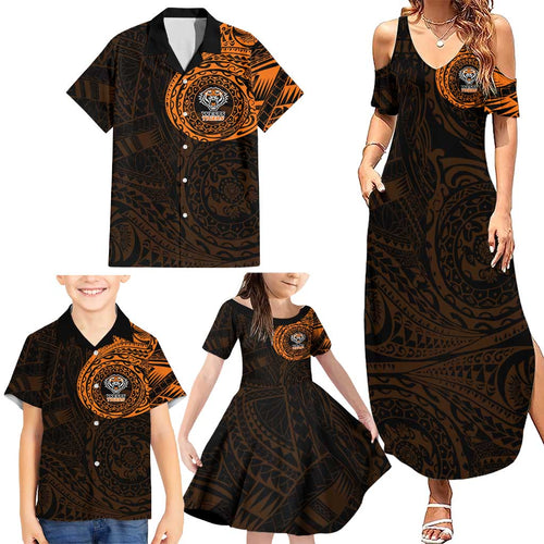 Personalized Wests Tigers Family Matching Summer Maxi Dress and Hawaiian Shirt Polynesian Tribal Chest and Sleeve Tattoo