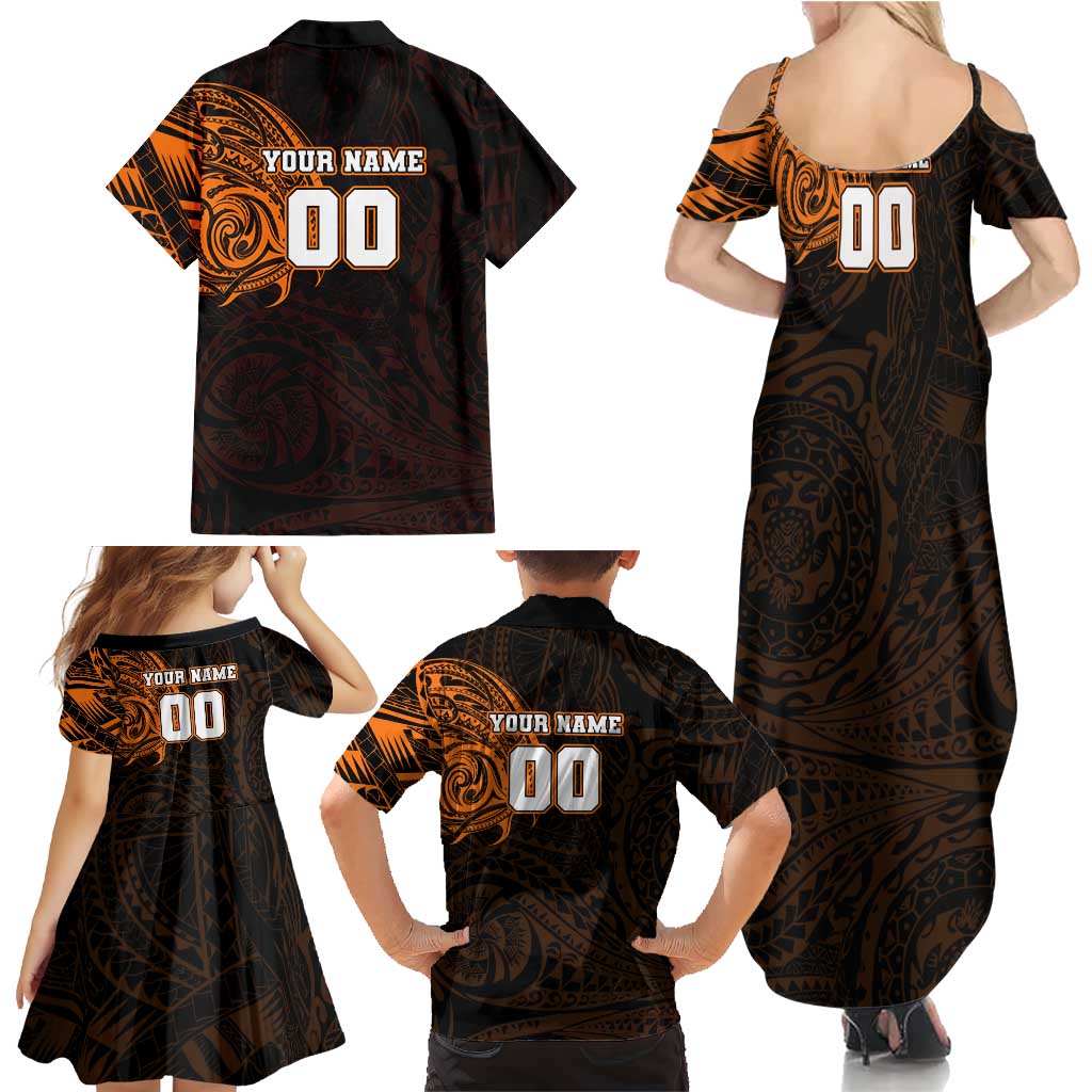 Personalized Wests Tigers Family Matching Summer Maxi Dress and Hawaiian Shirt Polynesian Tribal Chest and Sleeve Tattoo