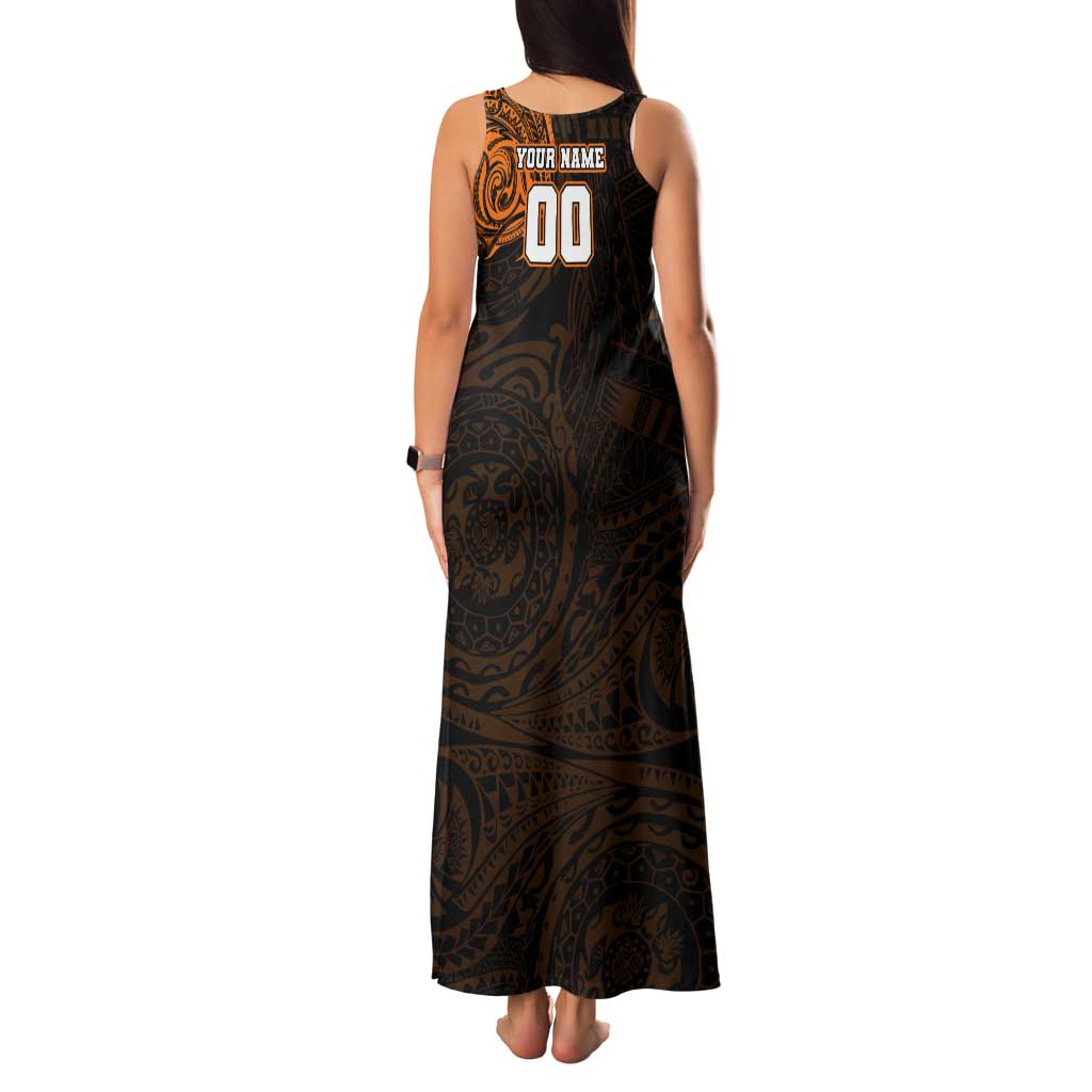 Personalized Wests Tigers Family Matching Tank Maxi Dress and Hawaiian Shirt Polynesian Tribal Chest and Sleeve Tattoo