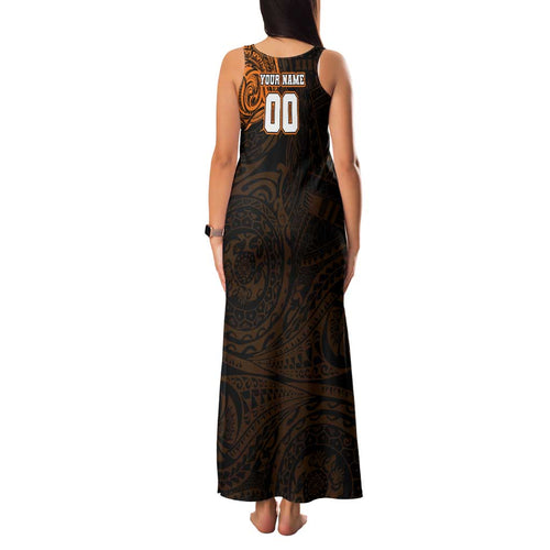 Personalized Wests Tigers Family Matching Tank Maxi Dress and Hawaiian Shirt Polynesian Tribal Chest and Sleeve Tattoo