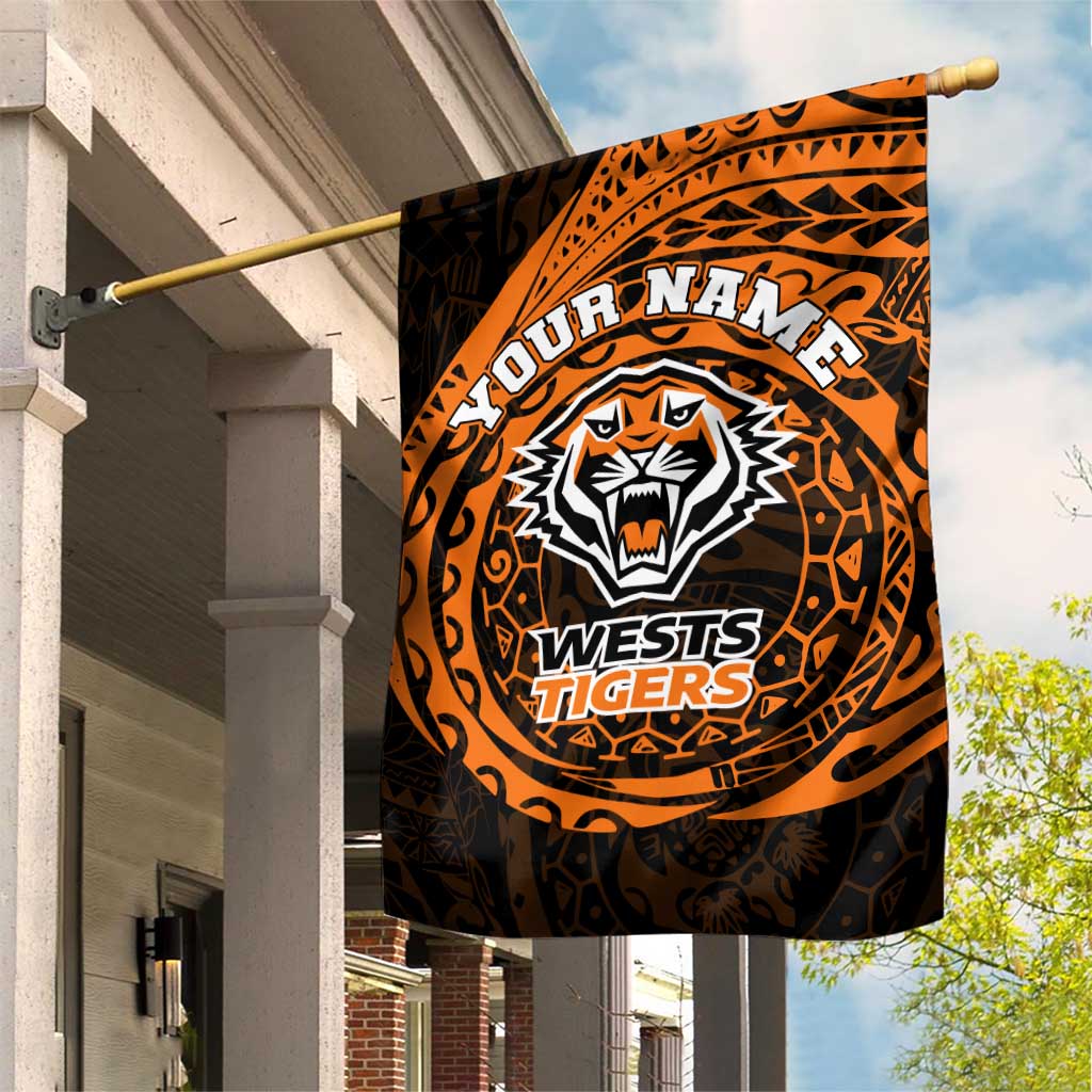 Personalized Wests Tigers Garden Flag Polynesian Tribal Chest and Sleeve Tattoo